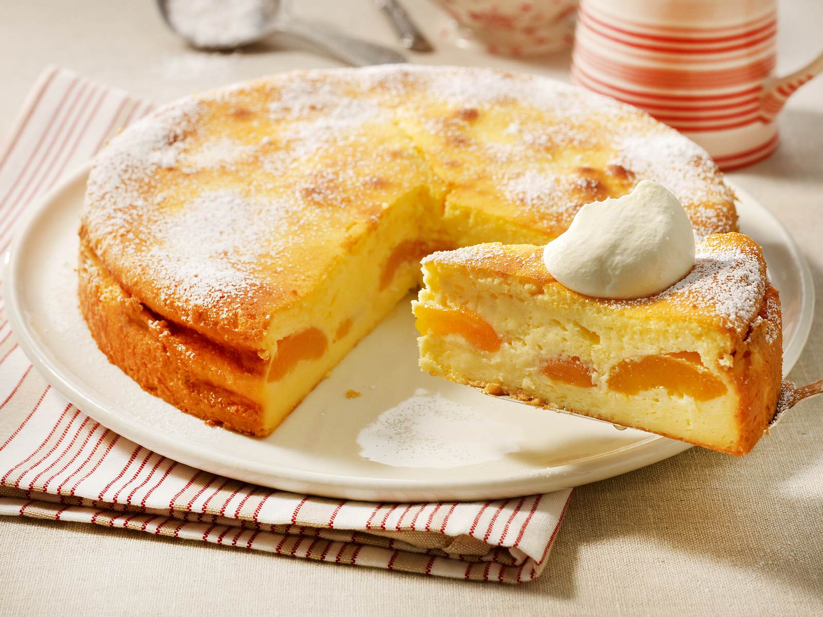 Käsekuchen ohne Boden mit Aprikosen - so geht's | LECKER