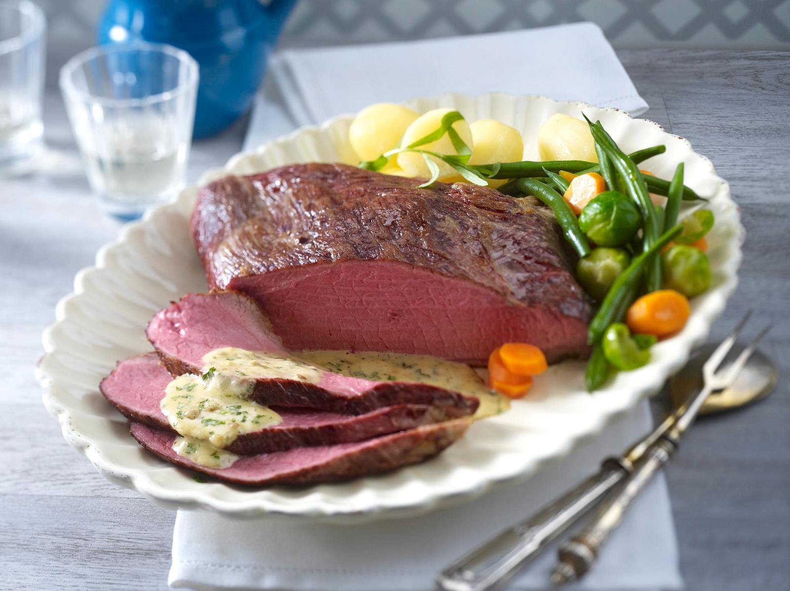 Kalbsbrust mit Pilz-Bernaise (Niedrigtemperatur-Methode) Rezept | LECKER