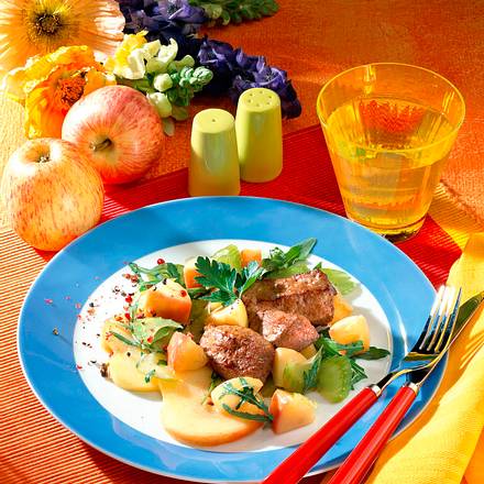 Kalbsleber mit Rauke-Apfelgemüse Rezept Kalbsleber mit Rauke-Apfelgemüse Rezept