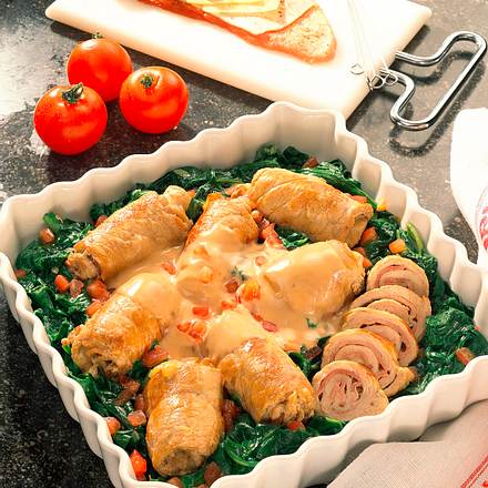 Kalbsrouladen mit Schinken und Käse Rezept Kalbsrouladen mit Schinken und Käse Rezept