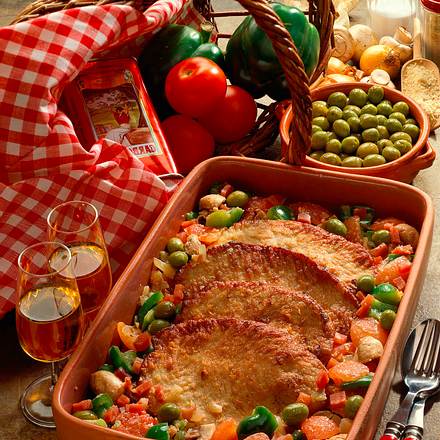 Kalbsschnitzel mit Sherrygemüse Rezept Kalbsschnitzel mit Sherrygemüse Rezept