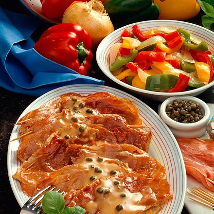 Kalbsschnitzel und Paprikagemüse Rezept Kalbsschnitzel und Paprikagemüse Rezept
