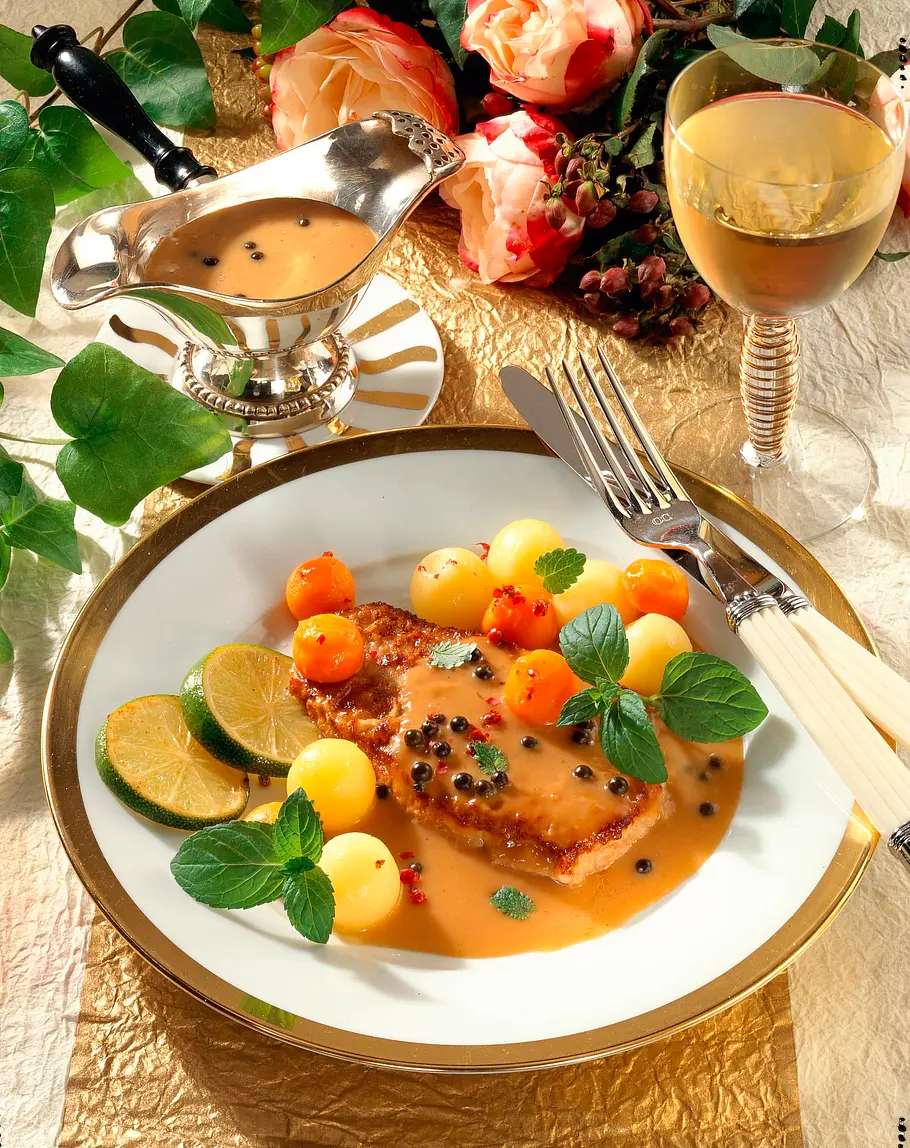 Kalbssteak in Zitronen-Sahne-Pfeffersoße Rezept Kalbssteak in Zitronen-Sahne-Pfeffersoße Rezept