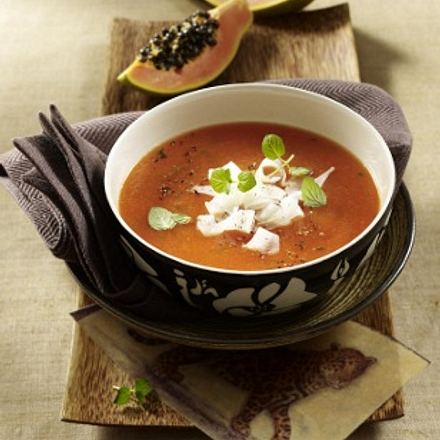Kalte Papayasuppe mit Ziegenkäse Rezept Kalte Papayasuppe mit Ziegenkäse Rezept