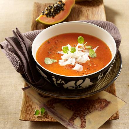 Kalte Papayasuppe mit Ziegenkäse Rezept