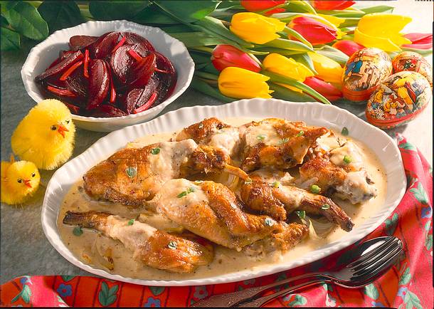 Kaninchen in Majoransahne mit Rote-Bete-Gemüse Rezept Kaninchen in Majoransahne mit Rote-Bete-Gemüse Rezept
