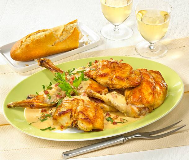 Kaninchen in Sahnesoße Rezept
