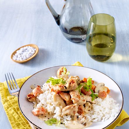 Karotten-Pilz-Pfanne mit Putengeschnetzeltem Rezept Karotten-Pilz-Pfanne mit Putengeschnetzeltem Rezept