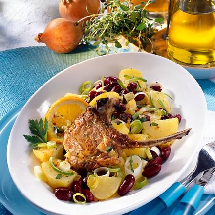 Kartoffel-Bohnen-Salat zu Lammstielkoteletts Rezept Kartoffel-Bohnen-Salat zu Lammstielkoteletts Rezept