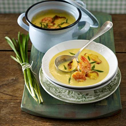 Kartoffel-Currysuppe mit Garnelen Rezept