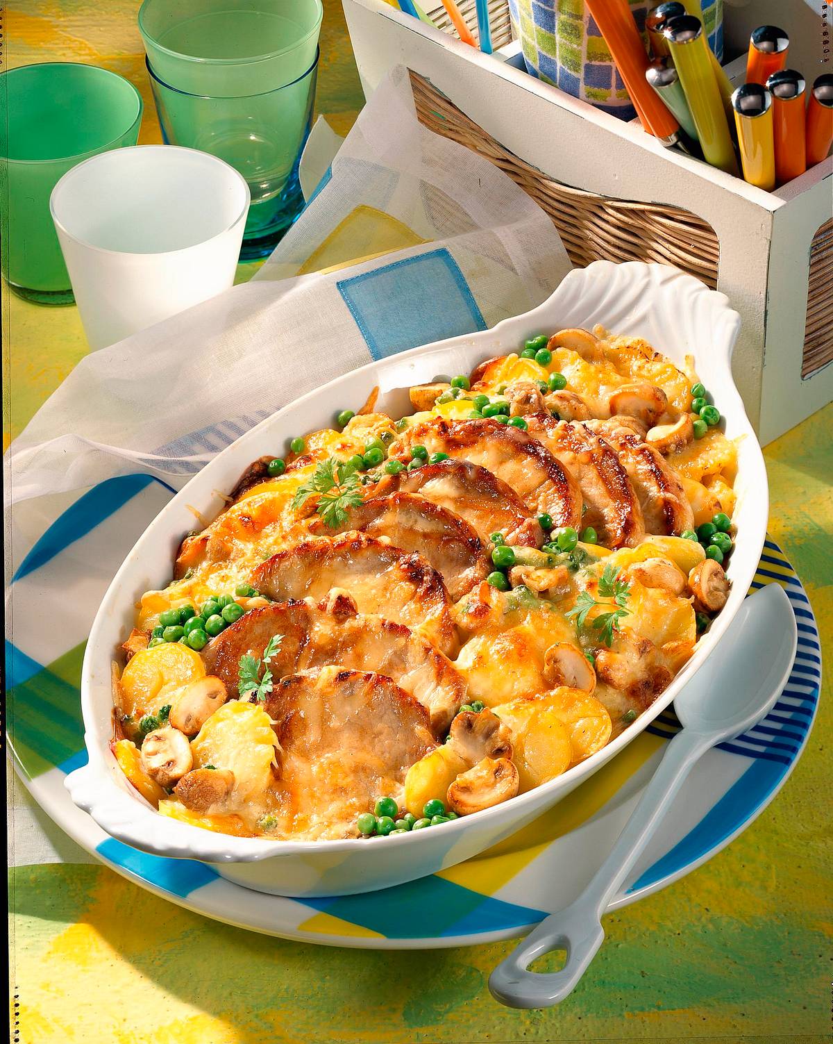 Kartoffel-Gratin mit Schweinesteaks Rezept