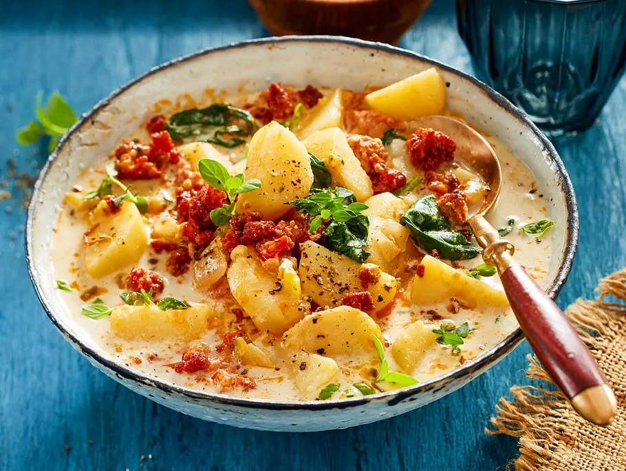 Kartoffel-Kokos-Suppe mit Salsiccia Rezept Kartoffel-Kokos-Suppe mit Salsiccia Rezept
