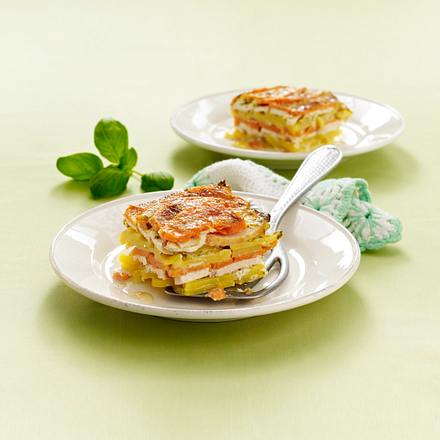 Kartoffel-Kürbis-Lasagne mit Hähnchenfilet Rezept Kartoffel-Kürbis-Lasagne mit Hähnchenfilet Rezept