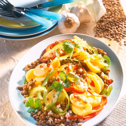 Kartoffel-Linsen-Salat mit Chili Rezept