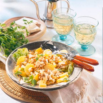 Kartoffel-Linsen-Salat mit Schafskäse Rezept