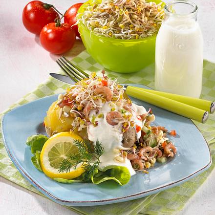 Kartoffel mit Krabben & Sprossen-Mix Rezept Kartoffel mit Krabben & Sprossen-Mix Rezept