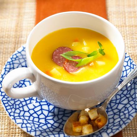 Kartoffel-Möhren-Suppe mit Cabanossi Rezept