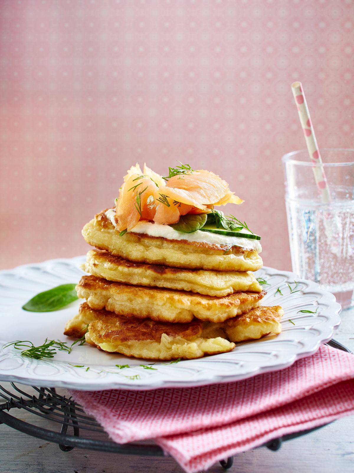 Kartoffel-Pancakes mit Ricotta und Räucherlachs Rezept