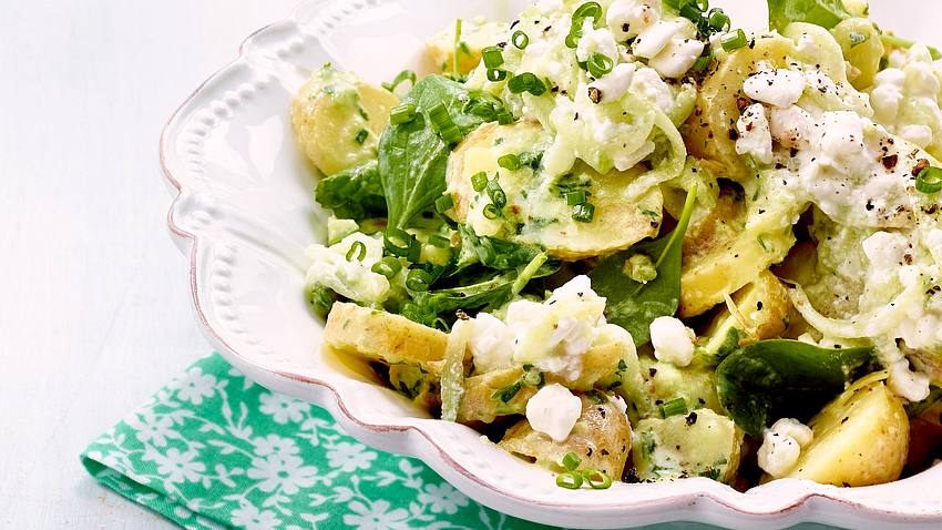 Kartoffel-Salat mit leichtem Gurkendressing und Hüttenkäse-Zaziki Rezept - Foto: House of Food / Bauer Food Experts KG