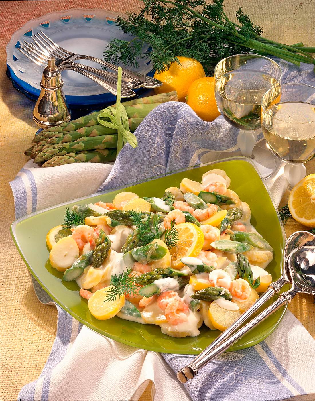 Kartoffel-Spargel-Salat mit Shrimps Rezept