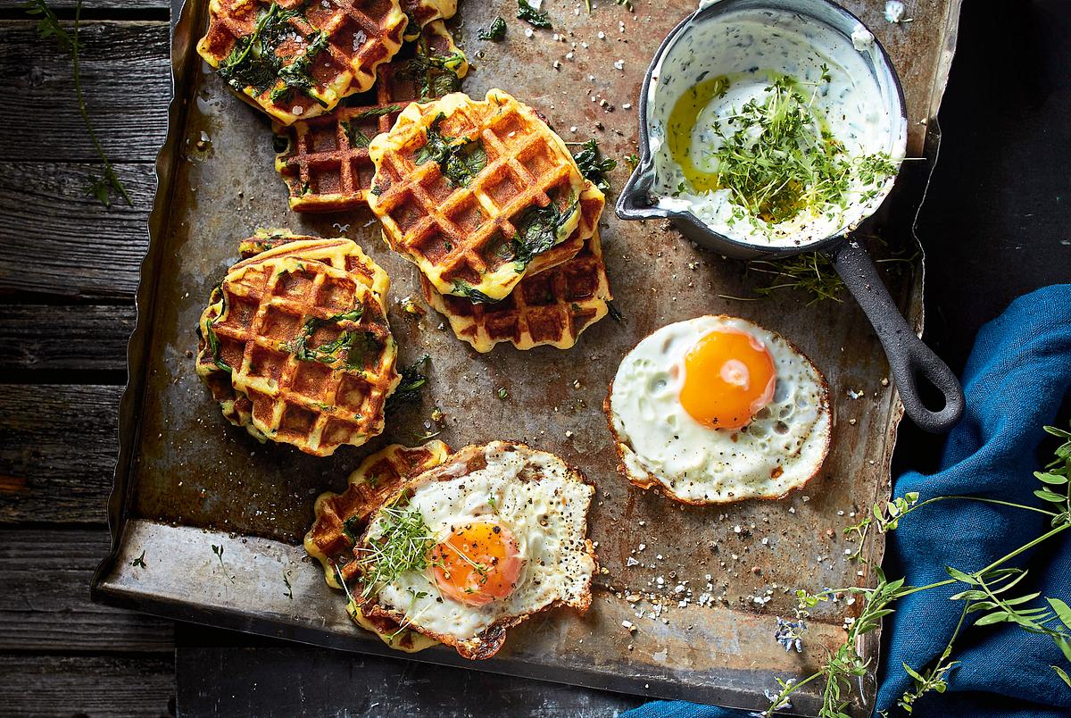 Kartoffel-Spinat-Stärkung aus dem Waffeleisen Rezept