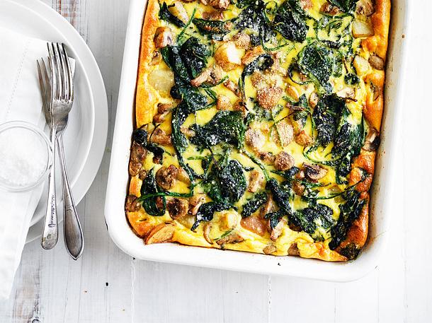 Kartoffel-Spinat-Tortilla mit Pamesan Rezept