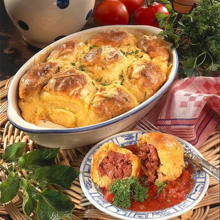 Kartoffelbuchteln mit Zwiebelmett Rezept