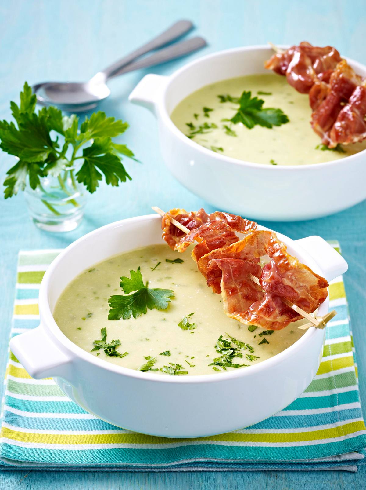 Kartoffelcreme-Suppe mit gebratenem Parmaschinken Rezept