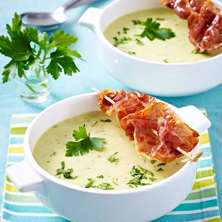 Kartoffelcreme-Suppe mit gebratenem Parmaschinken Rezept