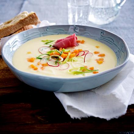 Kartoffelcremesuppe mit Roastbeef Rezept