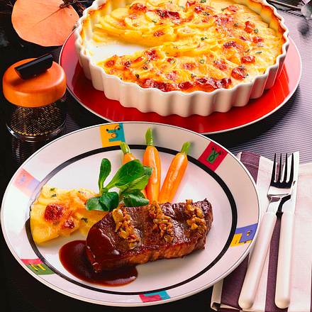 Kartoffelgratin mit gefüllten Steaks Rezept Kartoffelgratin mit gefüllten Steaks Rezept