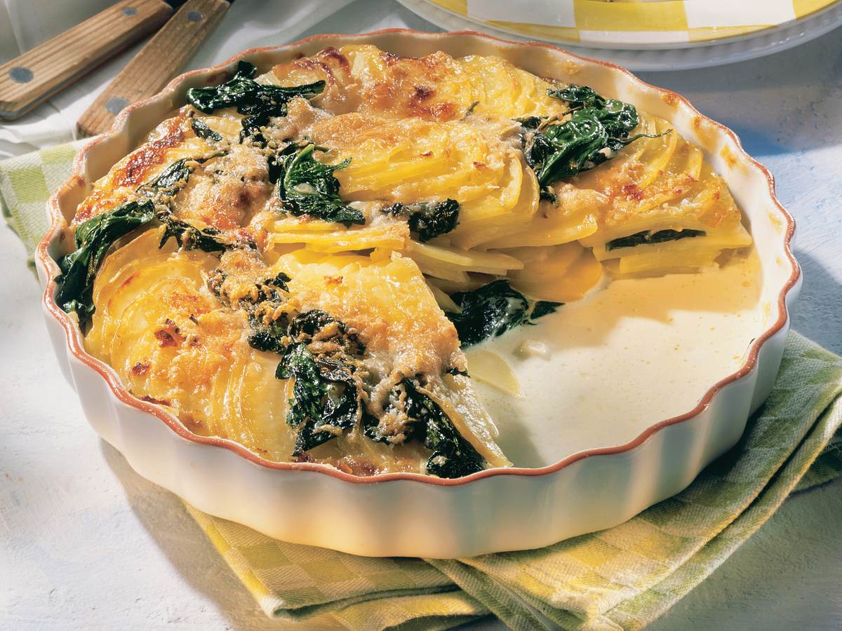 Kartoffelgratin mit Spinat Rezept