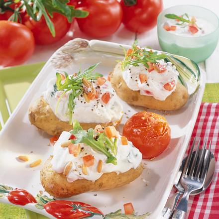 Kartoffeln mit Tomaten-Rauke-Quark Rezept Kartoffeln mit Tomaten-Rauke-Quark Rezept