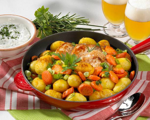 Kartoffelpfanne mit Minutensteaks Rezept Kartoffelpfanne mit Minutensteaks Rezept