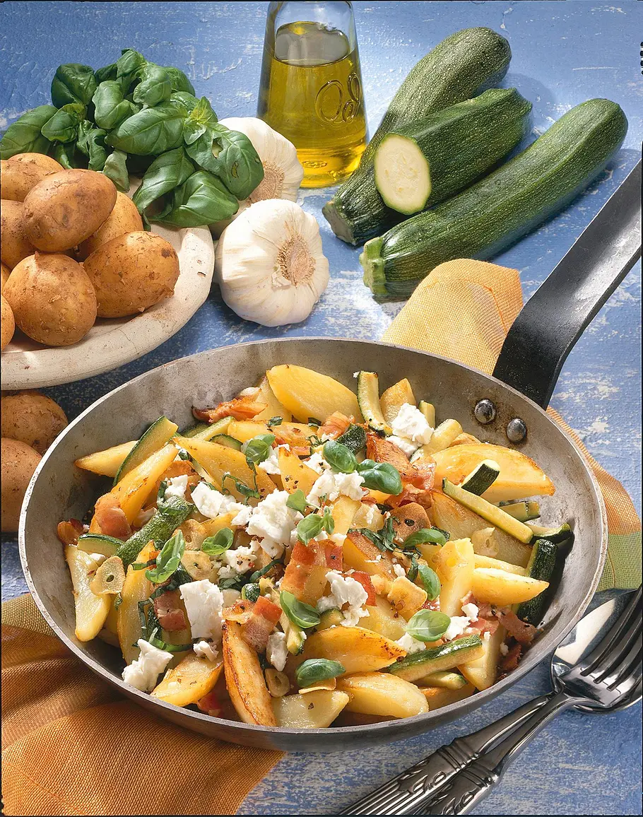 Kartoffelpfanne mit Schafskäse Rezept