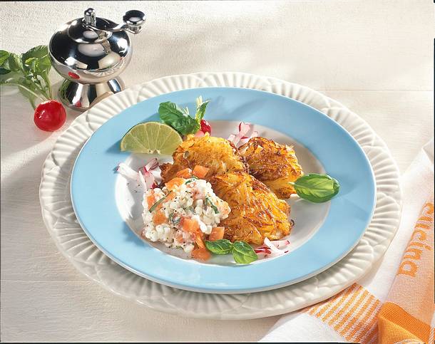 Kartoffelpuffer mit Frischkäse Rezept Kartoffelpuffer mit Frischkäse Rezept