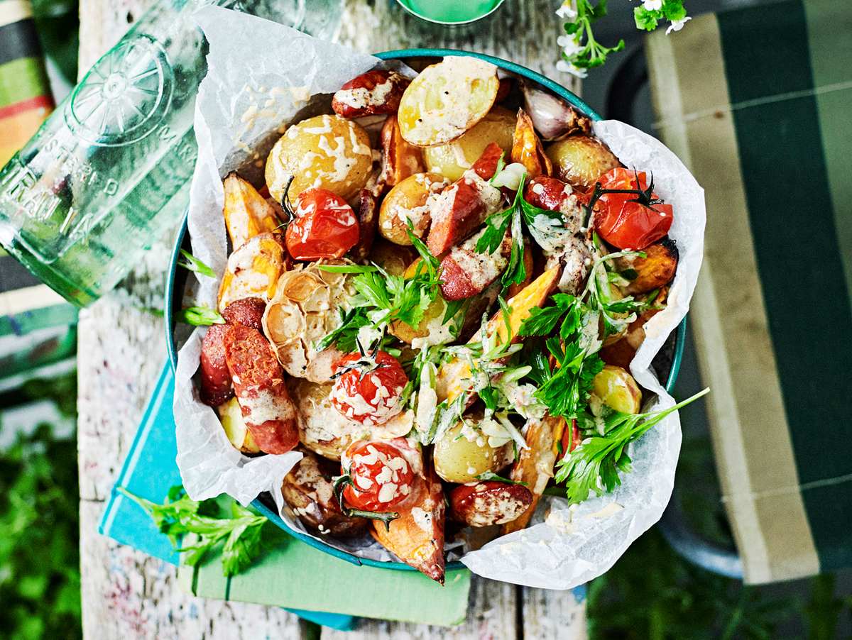 Kartoffelsalat mit Tomatendressing Rezept