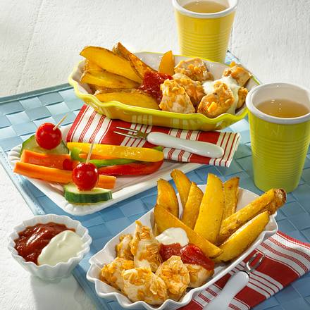 Kartoffelsticks XXL mit Geflügel-Nuggets Rezept Kartoffelsticks XXL mit Geflügel-Nuggets Rezept