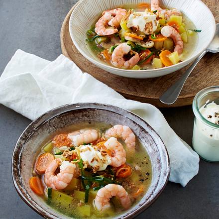 Kartoffelsuppe mit Garnelen Rezept