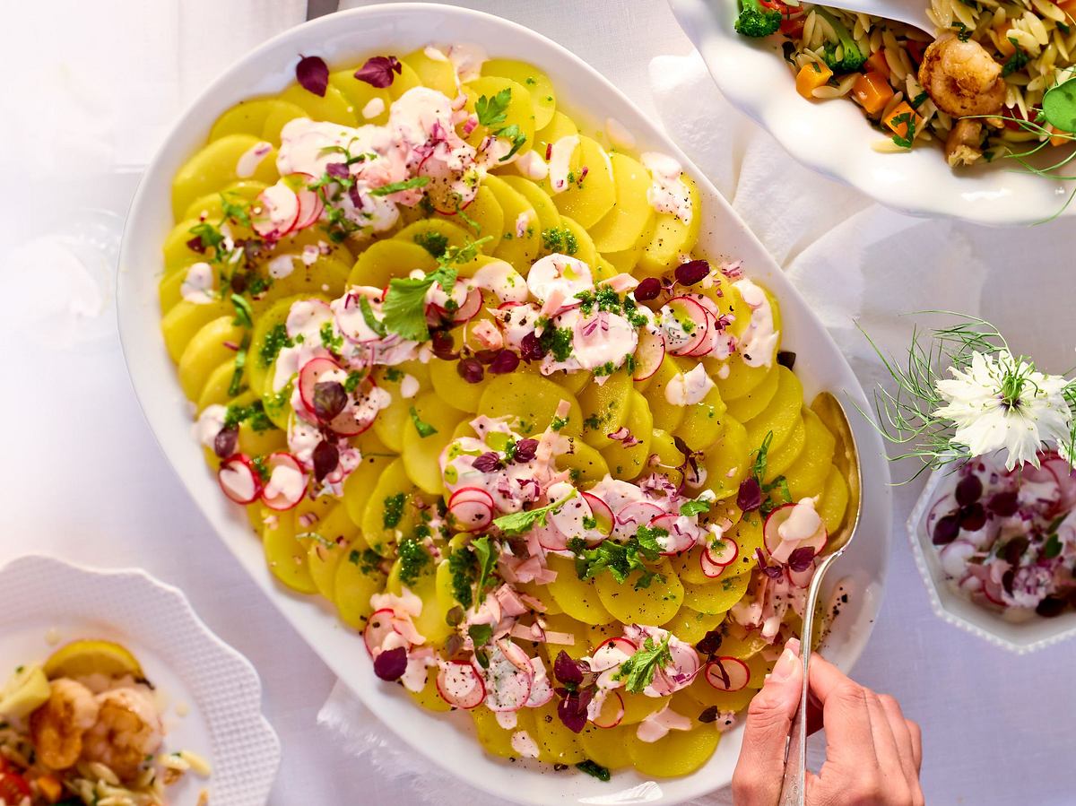 Kartoffen-Carpaccio mit Schinkencreme Rezept