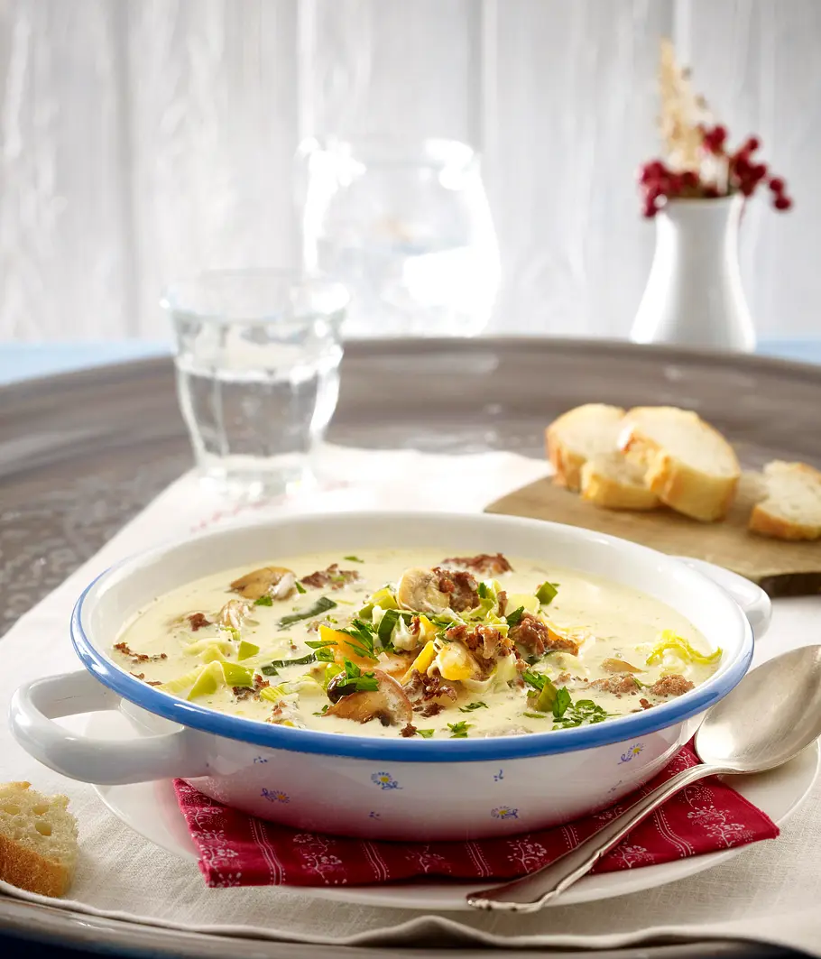Käse-Porree-Suppe mit Hack Rezept
