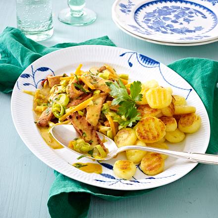 Kasseler-Kürbis-Geschnetzeltes in Currysahne Rezept