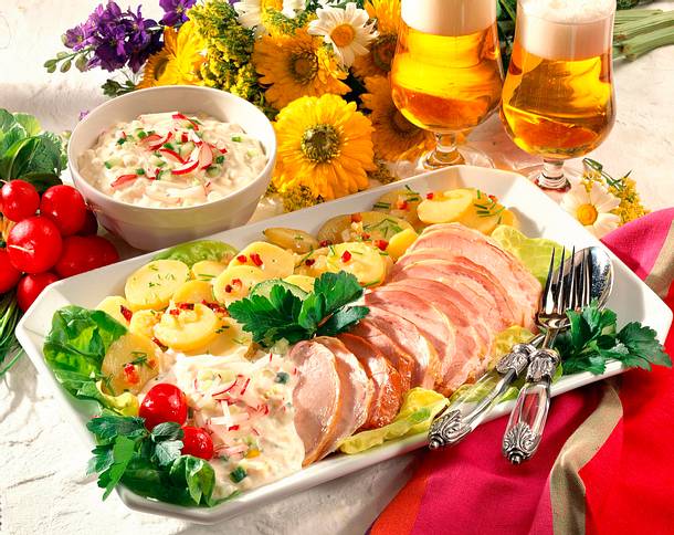 Kasseler mit Kartoffelsalat und Remoulade Rezept Kasseler mit Kartoffelsalat und Remoulade Rezept