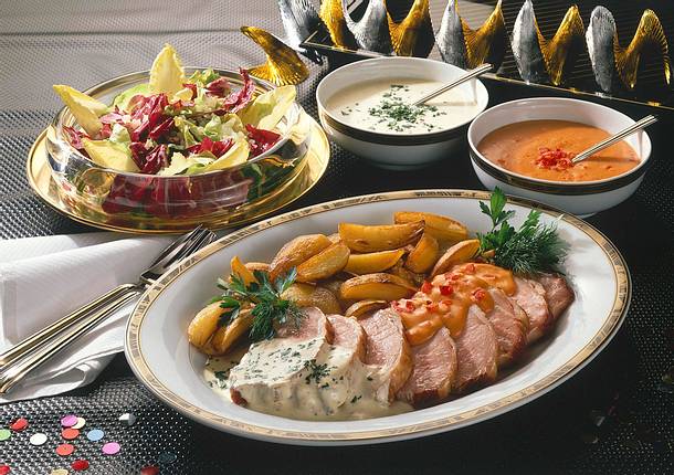 Kasseler mit pikanten Soßen Rezept Kasseler mit pikanten Soßen Rezept