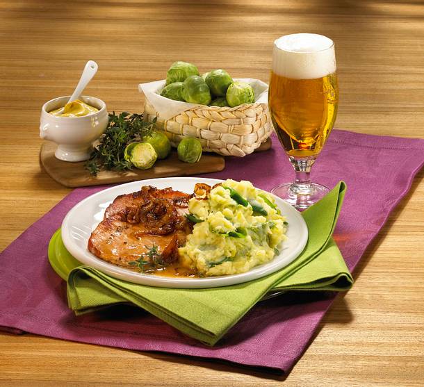 Kasseler mit Rosenkohlpüree Rezept
