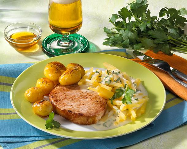 Kasseler mit Steckrübe in Sahnesoße Rezept Kasseler mit Steckrübe in Sahnesoße Rezept
