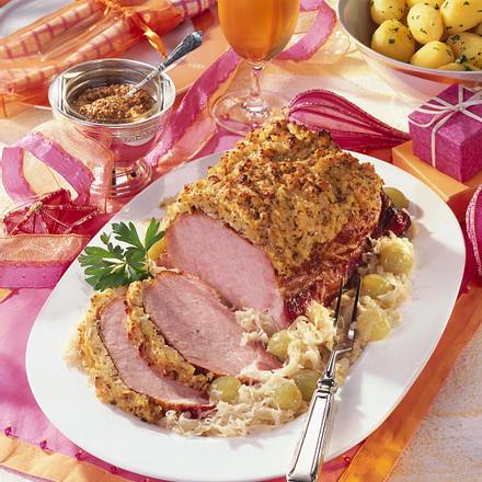 Kasseler mit Zwiebel-Senf-Kruste Rezept Kasseler mit Zwiebel-Senf-Kruste Rezept