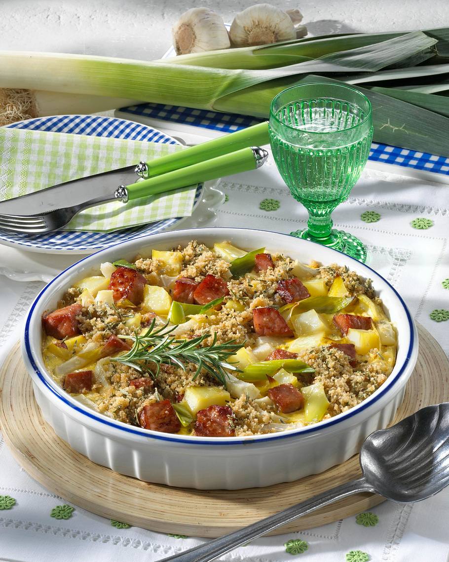 Kasseler-Porree-Auflauf Rezept