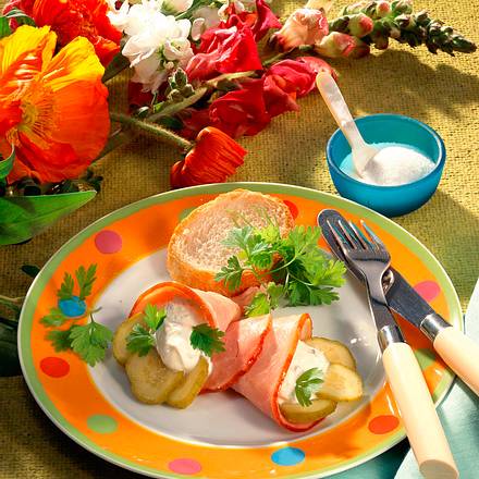Kasseler-Tütchen mit Kräuterquark Rezept Kasseler-Tütchen mit Kräuterquark Rezept