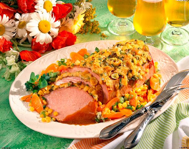 Kasselerbraten mit Ananas-Lauchzwiebelkruste Rezept Kasselerbraten mit Ananas-Lauchzwiebelkruste Rezept